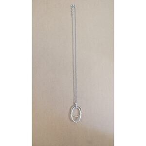 Lucky Brand Two-Tone Double Hoop Pendant Necklace - Silver & Gold Tone 30 In